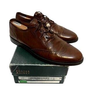 Foster Rainey Mens Gilley Brown Leather Dress Shoes Wing Tip Sz 10.5M Made Spain